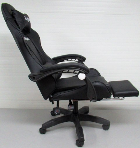Fotel Gamingowy K4 R-Sport CZARNY z podnóżkiem+masażer