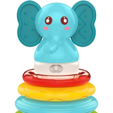 WOOPIE BABY Piramida Wieża Interaktywna Słonik z Obręczami Grzechotka