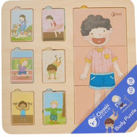 CLASSIC WORLD Tablica Edukacyjna Ciało Ludzkie Układanka Klocki Puzzle dla Dzieci Dopasuj 19 el.