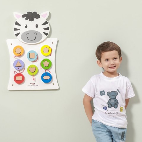 Drewniana Gra Dopasuj kształty Zebra Viga Toys
