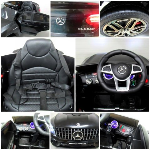 MERCEDES GLC63s CZARNY Auto na akumulator napęd 4x4 SKÓRA