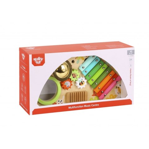 TOOKY TOY Centrum Muzyczne Ksylofon, Zębatki, Tarka, Bębenek, Talerz Pałeczki