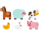 Tooky Toy Drewniane Puzzle Wielowarstwowe Tablica Zwierzątka na Farmie 7 el.