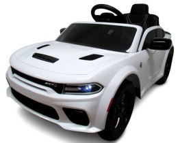 DODGE SRT BIAŁY Autko na akumulator EVA Skóra pilot
