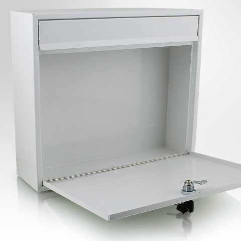 Biała Skrzynka pocztowa na listy połyskowa wrzutnia na gazety ulotki poczte