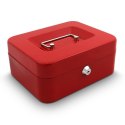Czerwona kasetka do bilonu/pieniędzy 20cm schowek metalowy na drobiazgi solidny