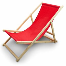 Czerwone Krzesło plażowe do ogrodu na plażę składane dreniane wytrzymałe