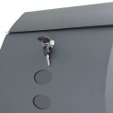 Grafitowa Skrzynka na listy z tuba na gazety okrągła nowoczesna z oknami
