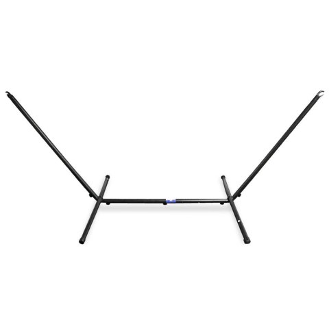 Granatowy Hamak huśtawka na stelażu Rama do ogrodu stabilny wygodny