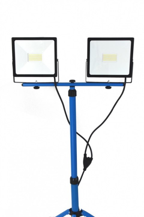 Ledowa Lampa z białym światłem na statywie Naświetlacz na budowe 2x50W