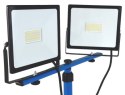 Ledowa Lampa z białym światłem na statywie Naświetlacz na budowe 2x50W