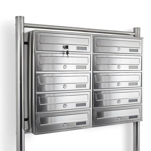 Lokatorska Skrzynka na listy do mieszkań 2x5 wrzutów stal inox nierdzewna