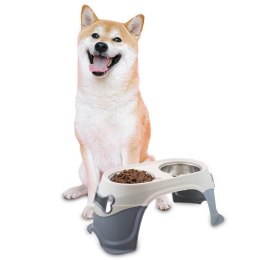 Miska dla psa/kota Animel podwójna ze stali nierdzewnej na plastikowym stojaku