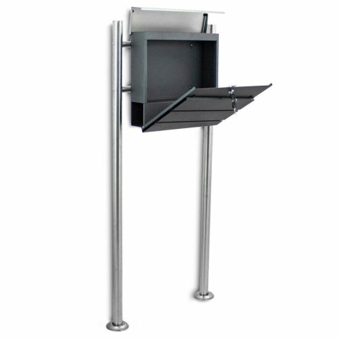 Nowoczesna Skrzynka na listy pocztowa z gazetnikiem na słupku wolnostojąca