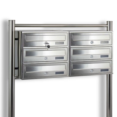 Skrzynka Pocztowa Lokatorska 6 wrzutów 2 modułowa metalic BITUXX inox