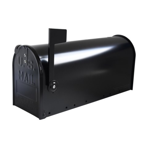 Skrzynka na listy amerykańska USA Czarna pocztowa z klapą i flagą