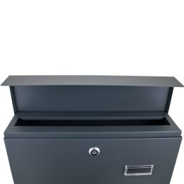 Skrzynka pocztowa duża A4 z gazetnikiem i tabliczką znamionową grafitowa