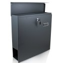 Skrzynka pocztowa duża A4 z gazetnikiem i tabliczką znamionową grafitowa