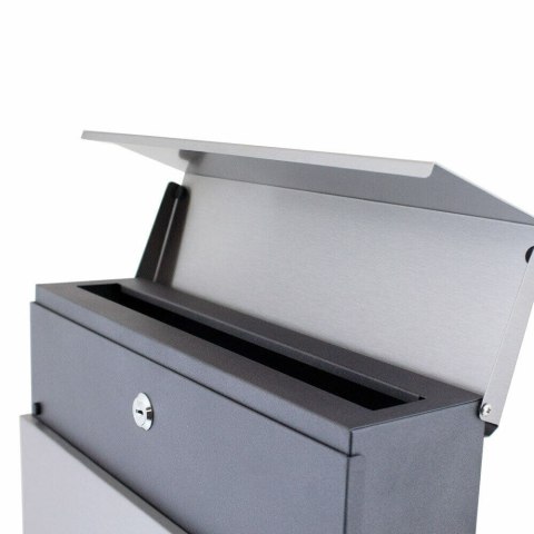 Skrzynka pocztowa na listy z gazetnikiem Inox Srebrna POST stylowa