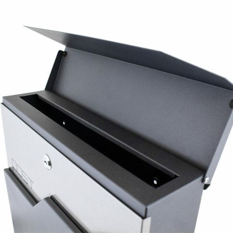 Skrzynka pocztowa z gazetnikiem na listy grafitowa ze stali nierdzewnej