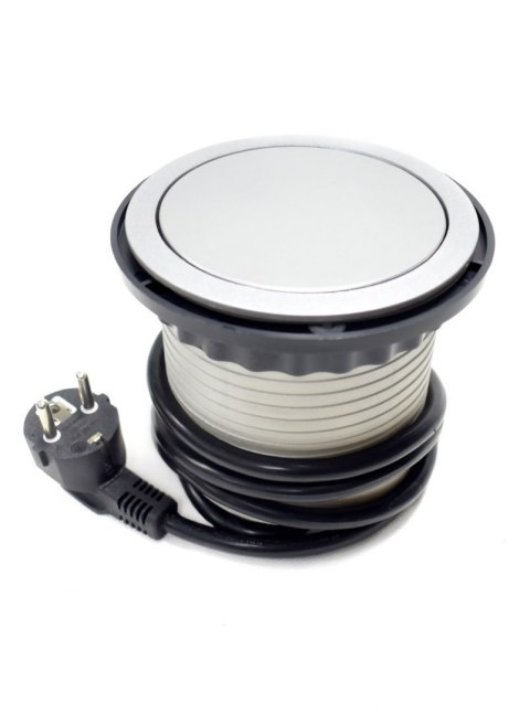 Stołowe Gniazdo wysuwne kontakt 4 wtyki Srebrne chowane wysuwne