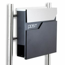 Stylowa Skrzynka na słupku ze stali nierdzewnej z gazetnikiem wolnostojąca