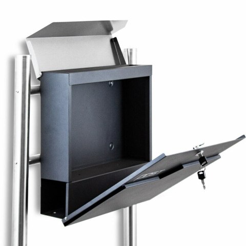 Stylowa Skrzynka na słupku ze stali nierdzewnej z gazetnikiem wolnostojąca