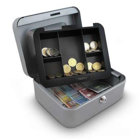 Szara Kasetka Skrytka do przechowywania pieniędzy 20cm Monety/bilony