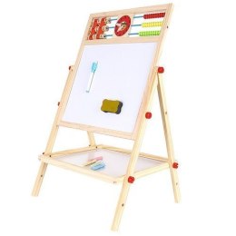 Tablica dwustronna drewniana dla dzieci edukacyjna z liczydłem + kolorowa kreda
