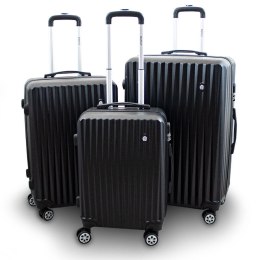 Wytrzymałe Walizki Komplet walizek Czarne XL+L+M mocne ABS Barut