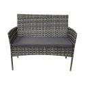 Zestaw Mebli Ogrodowych z technorattanu rattan Stolik + Kanapa Szara
