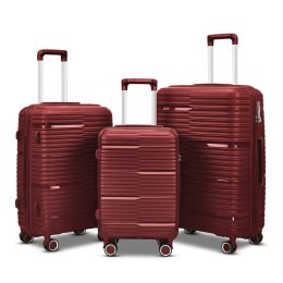 Zestaw walizek podróżnych 3szt Barut Czerwone ABS 4 kółka 360° rączka teleskopowa