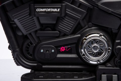 Motorek Chopper FASTER na akumulator dla dzieci Czerwony + Radio FM + Panel audio + LED