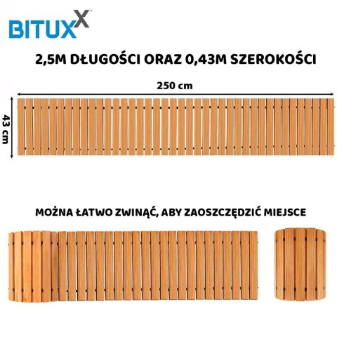 ŚCIEŻKA OGRODOWA Z DRZEWA CEDROWEGO 250CM X 43CM BITUXX ZWIJANA DO OGRODU DRÓŻKA