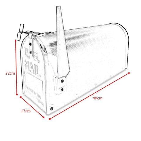 Skrzynka na listy amerykańska USA Czarna pocztowa z klapą i flagą