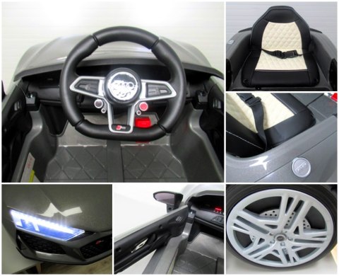 AUDI R8 Sport Szary Auto na akumulator EVA Skóra pilot