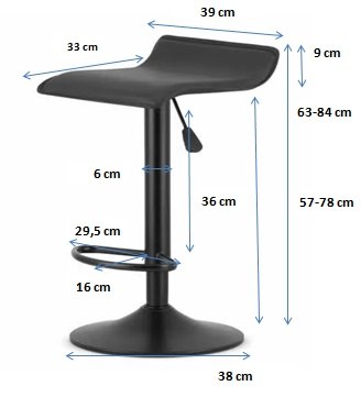 Hoker D1B Krzesło Barowe Fotel obrotowy Ekoskóra Regulowana wysokość
