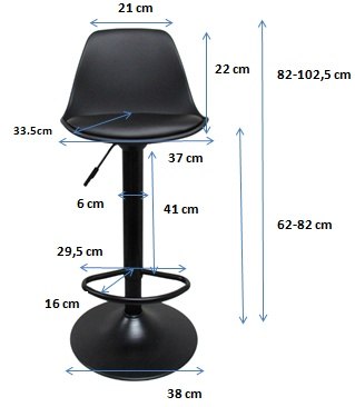 Hoker D4B Krzesło Barowe Fotel obrotowy Ekoskóra Regulowana wysokość