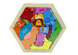 Puzzle Układanka Zwierzątka Klocki Drewniane Kolorowe 12 ele.