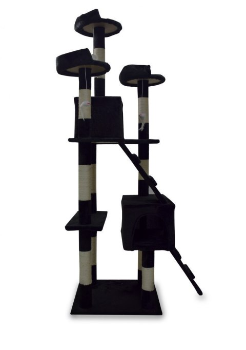 Drapak/Drzewko dla kota Czarny 170cm Domek z Legowiskiem i słupkami z sizalu
