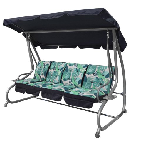 Ogromna Huśtawka Ogrodowa Siedzisko Plecionka 2x1 Liście Monstery