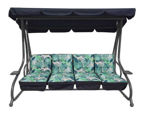 Ogromna Huśtawka Ogrodowa Siedzisko Plecionka 2x1 Liście Monstery