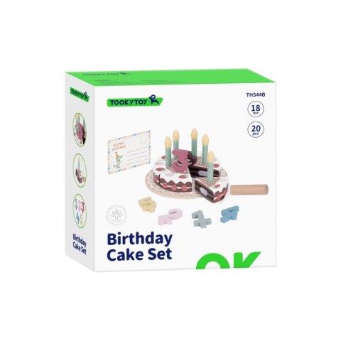 TOOKY TOY Drewniany Tort Urodzinowy ze Świeczkami Rzepy