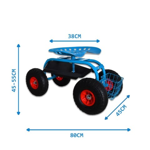 Wózek ogrodowy do pielenia uniwersalny na pompowanych kołach Bituxx z koszykiem