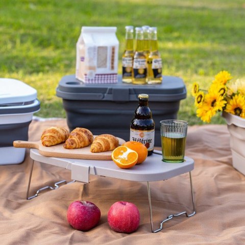 Składany kosz piknikowy Koszyk na zakupy mocny z pokrywa lekki Szary