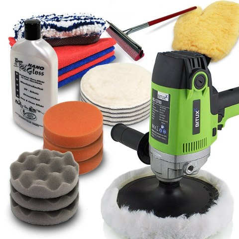 PROFESJONALNA POLERKA 950W DO LAKIERU Z ZESTAWEM AKCESORIÓW
