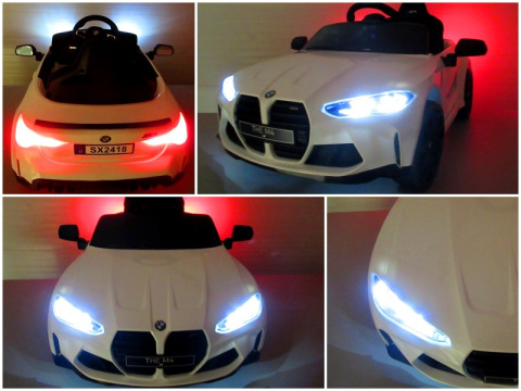 BMW m4 BIAŁY Auto na akumulator EVA Skóra pilot