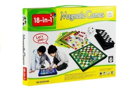 Zestaw Gier Rodzinnych 18w1 Szachy Magnetyczna Szachownica