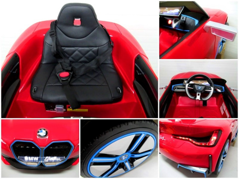 BMW i4 Czerwony Auto na akumulator EVA Skóra pilot