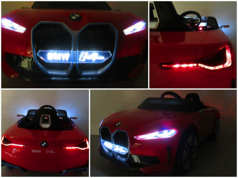 BMW i4 Czerwony Auto na akumulator EVA Skóra pilot